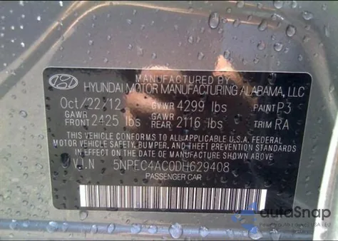 2013 Hyundai Sonata Se/Limited from USA, damaged, VIN 5NPEC4AC0DH629408